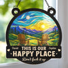Personalized Window Hanging Suncatcher Ornament – Anniversary Gift For Couple – Happy Place