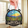 Personalized Window Hanging Suncatcher Ornament – Anniversary Gift For Couple – Happy Place