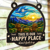 Personalized Window Hanging Suncatcher Ornament – Anniversary Gift For Couple – Happy Place