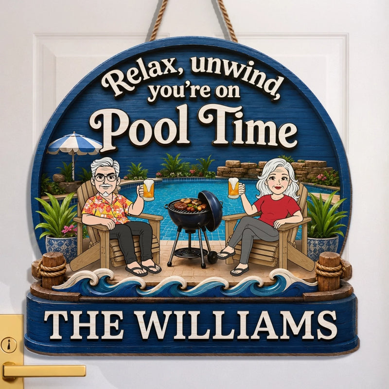 Personalized Wood Sign - Poolside, Summer Gift for Couple - Cheers to Sunny Days
