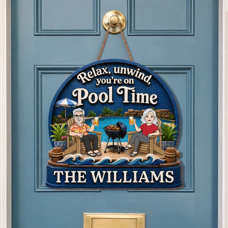 Personalized Wood Sign - Poolside, Summer Gift for Couple - Cheers to Sunny Days