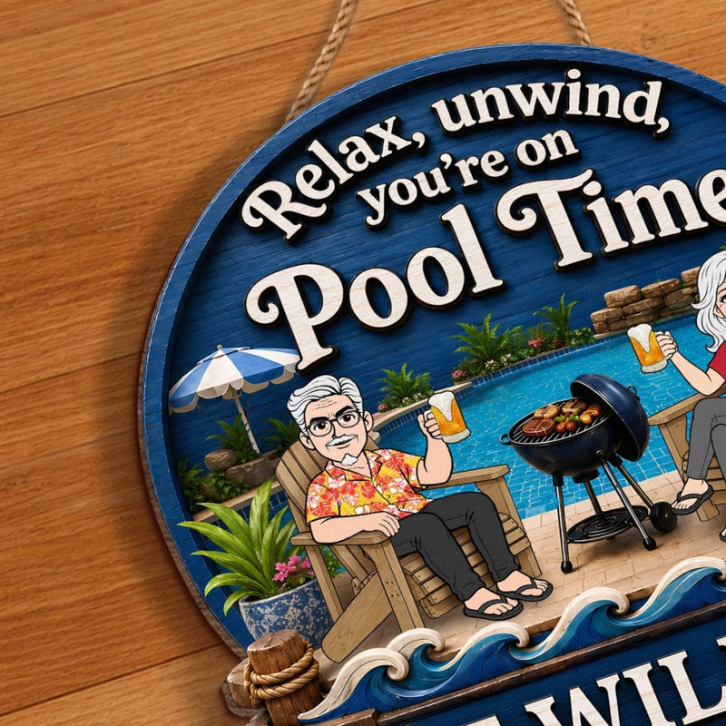 Personalized Wood Sign - Poolside, Summer Gift for Couple - Cheers to Sunny Days
