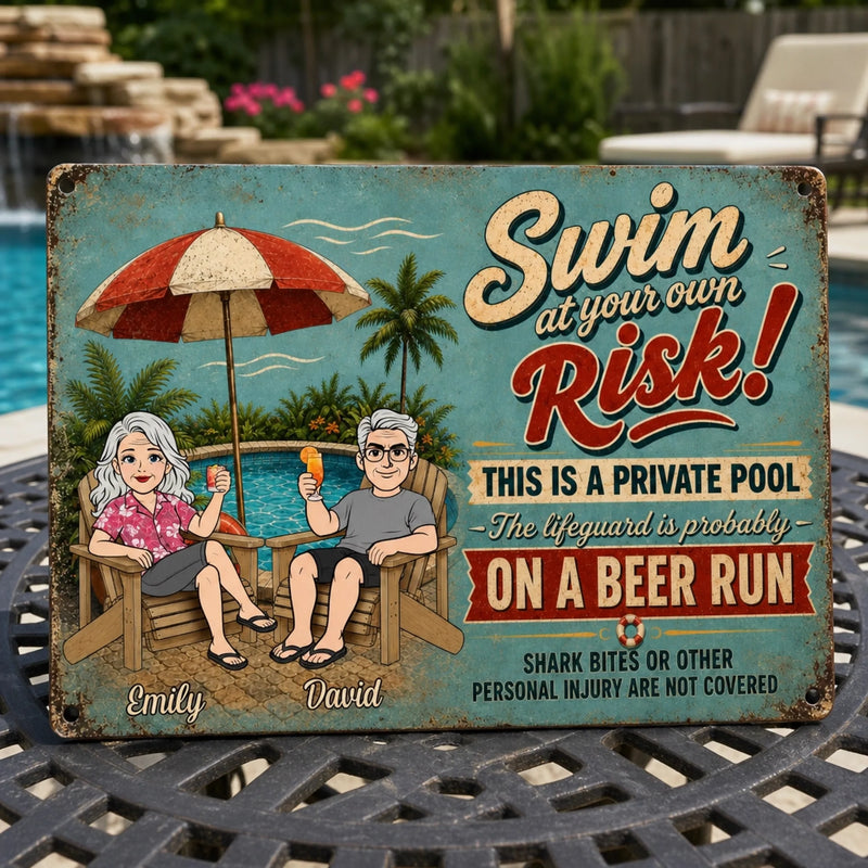 Custom Home Decor Metal Sign - Personalized Summer Vacation And Travel Gifts For Husband And Wife, Him And Her - We're On A Beer Run