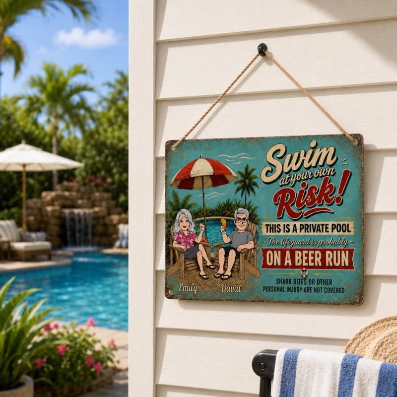 Custom Home Decor Metal Sign - Personalized Summer Vacation And Travel Gifts For Husband And Wife, Him And Her - We're On A Beer Run