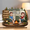 Personalized 2-Layered Wooden Plaque - Anniversary Gift For Couple, Camping Lovers - Adventure Begins at the Campsite