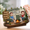 Personalized 2-Layered Wooden Plaque - Anniversary Gift For Couple, Camping Lovers - Adventure Begins at the Campsite