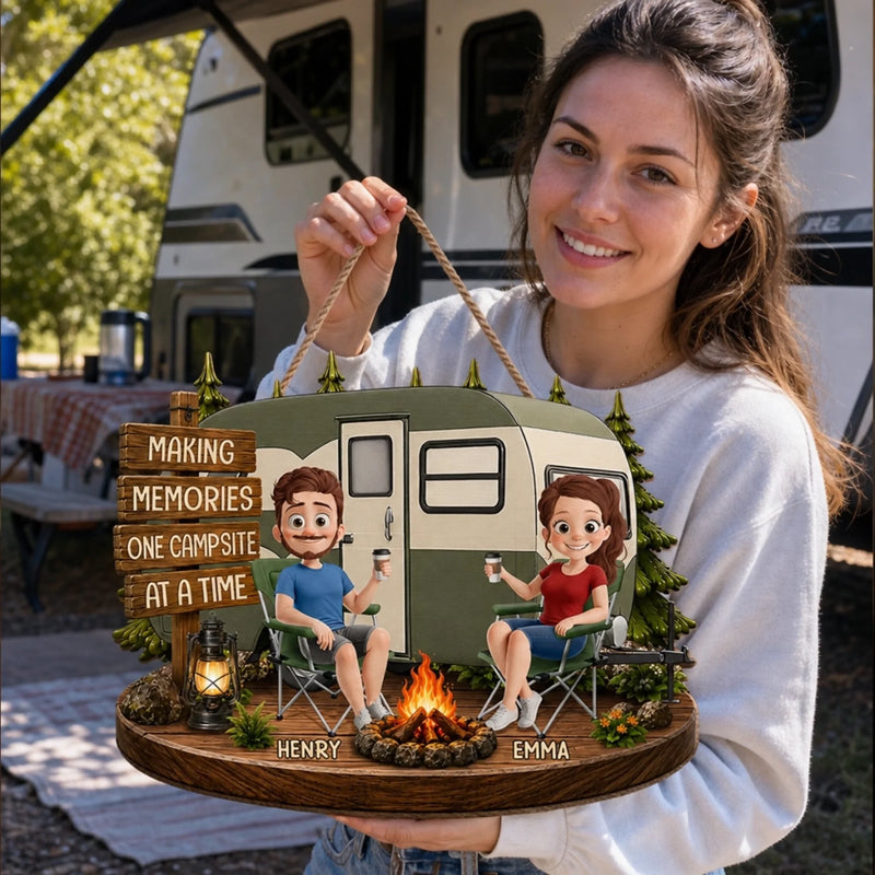 Personalized Wood Sign - Anniversary Gift for Couple, Camping Lovers - Living the Camp Life