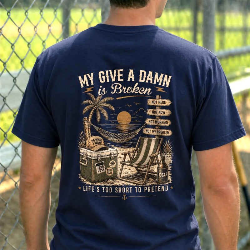 Personalized Unisex T-shirt - Gift For Dad, Grandpa, Family - My Give A Damn Is Broken