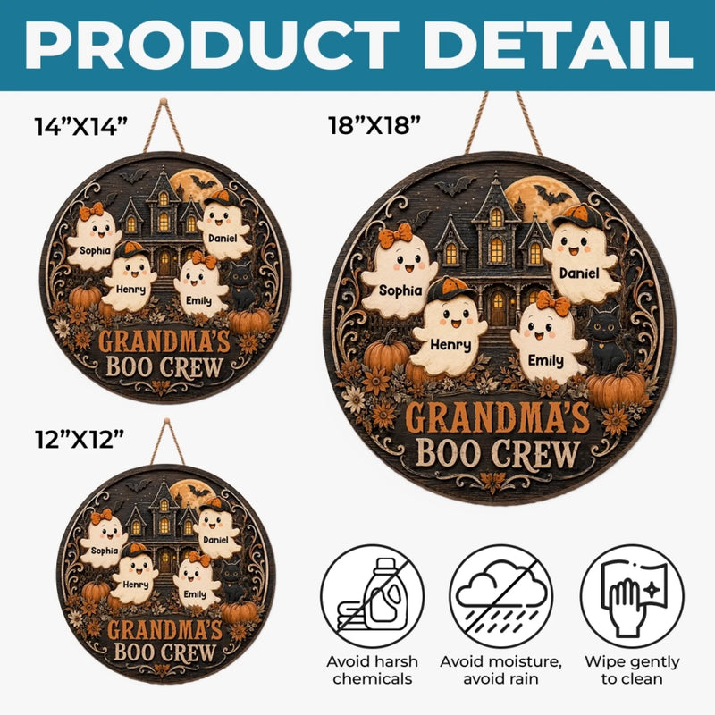 Personalized Wood Sign - Halloween Birthday Gift For Mom, Grandma - Witching Hour With My Boos