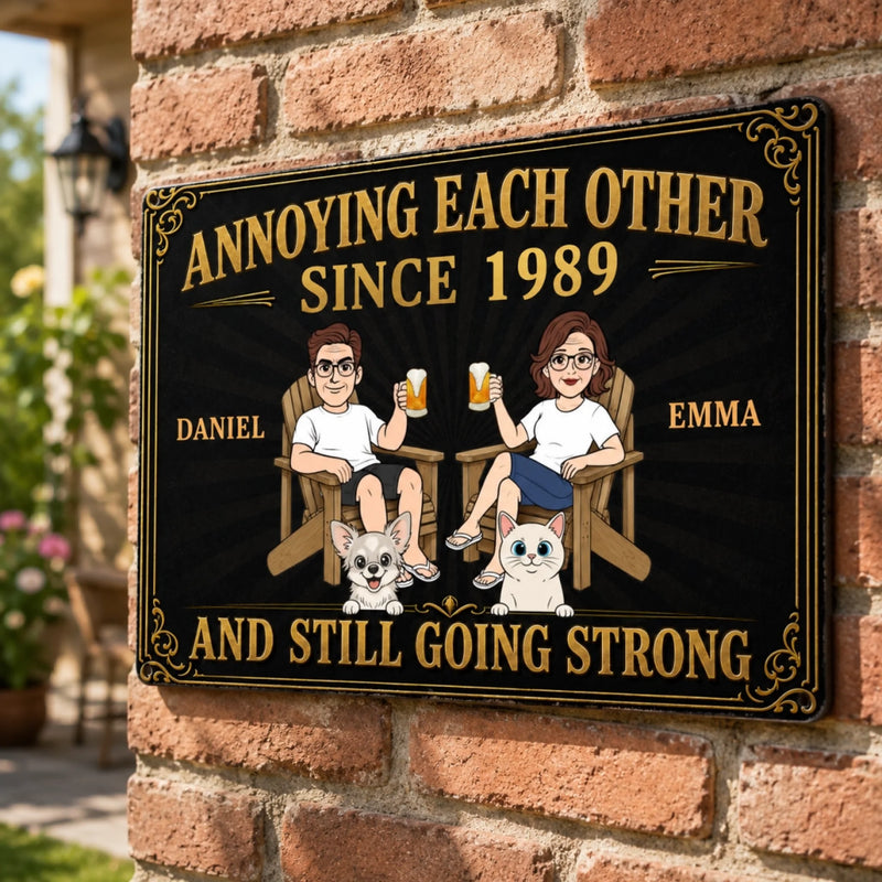 Personalized Home Decor Metal Sign – Anniversary Gift For Couple, Pet Lovers – Still Going Strong