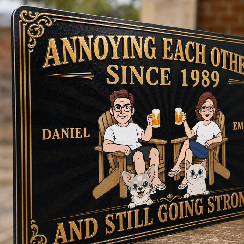 Personalized Home Decor Metal Sign – Anniversary Gift For Couple, Pet Lovers – Still Going Strong