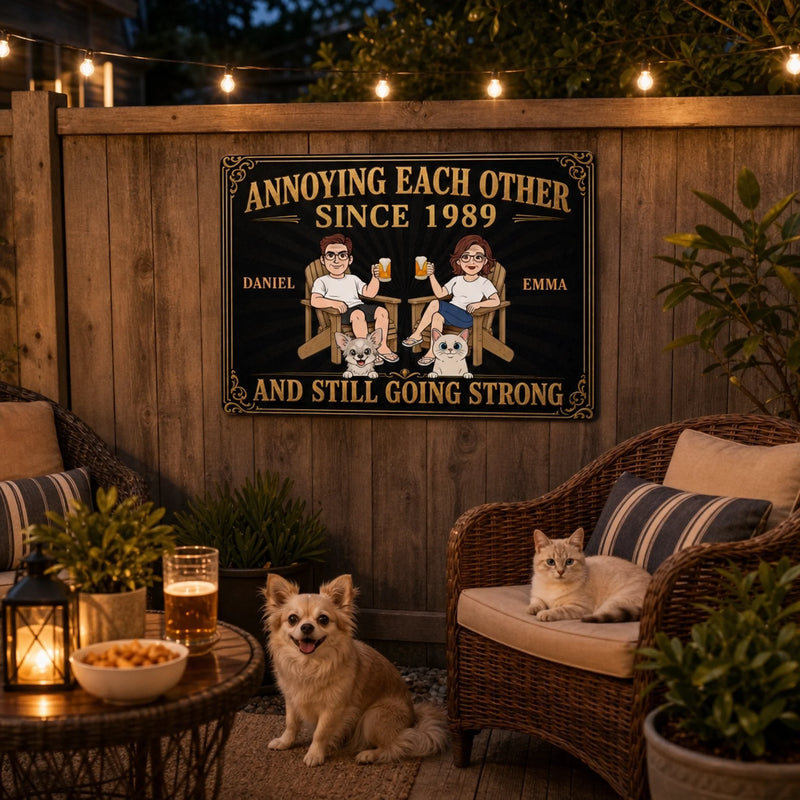 Personalized Home Decor Metal Sign – Anniversary Gift For Couple, Pet Lovers – Still Going Strong