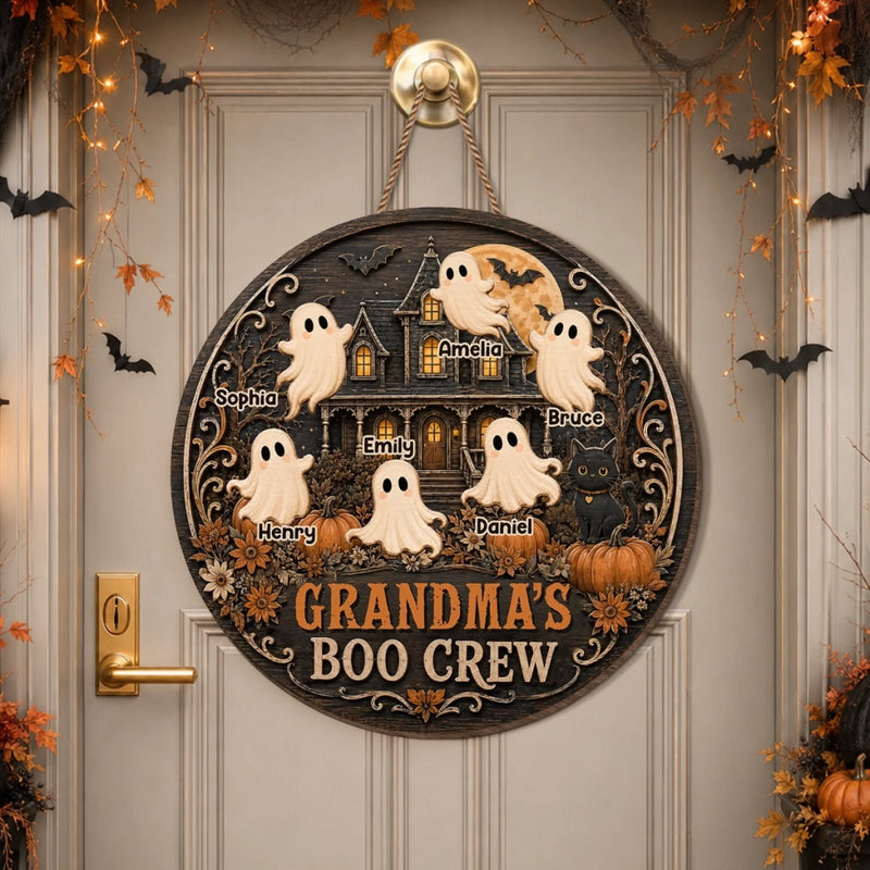 Personalized Wood Sign - Halloween Birthday Gift For Mom, Grandma - Haunted House Full Of Love