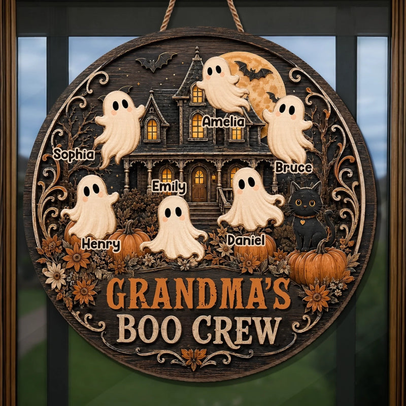 Personalized Wood Sign - Halloween Birthday Gift For Mom, Grandma - Haunted House Full Of Love