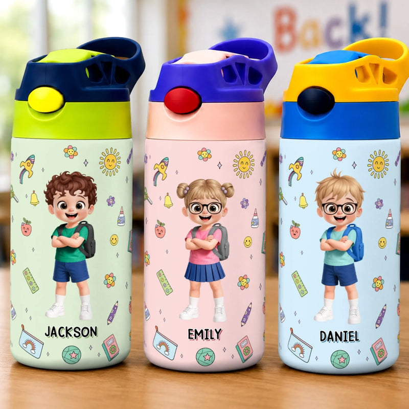 Personalized Kids Insulated Water Bottle – Back To School Gift For Kid – Watch Me Grow