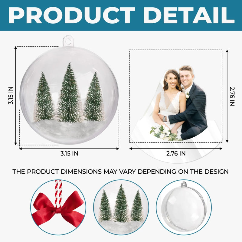Personalized Photo 3D Acrylic Ball Ornament – Christmas, Wedding Gift For Couple, Newlyweds – Wedding Dreams In A Snow Globe