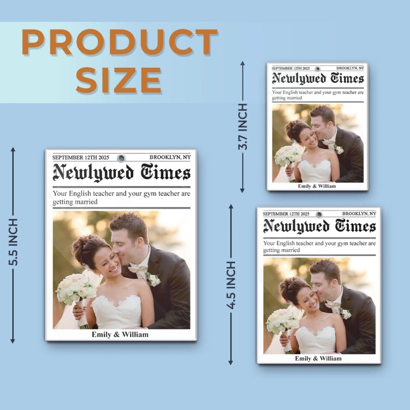 Personalized Photo Acrylic Ornament – Christmas, Wedding Gift For Couple, Newlyweds – True Love Makes Headlines