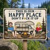 Personalized Home Decor Metal Sign - Anniversary Gift For Camping Lovers, Couple - Campfire And Love