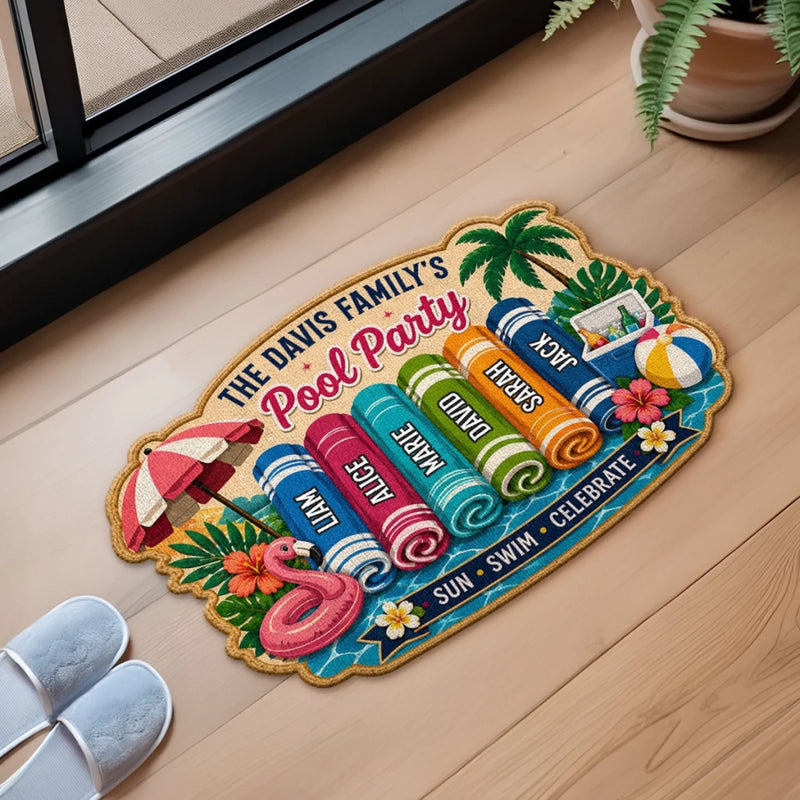Personalized Shaped Doormat - Poolside, Summer Gift For Family - Pool Days, Best Days