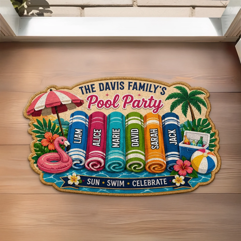 Personalized Shaped Doormat - Poolside, Summer Gift For Family - Pool Days, Best Days