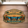 Personalized Shaped Doormat - Poolside, Summer Gift For Couple, Family - Welcome to Our Paradise