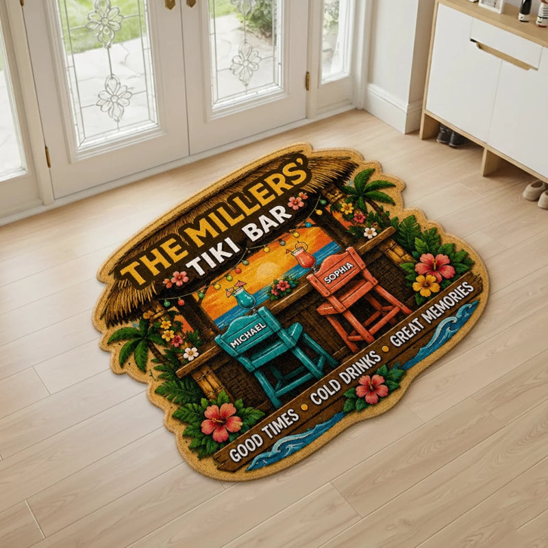 Personalized Shaped Doormat - Poolside, Summer Gift For Couple, Family - Cheers to Paradise