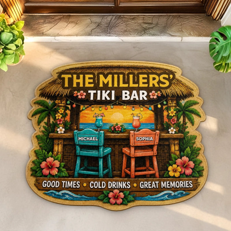 Personalized Shaped Doormat - Poolside, Summer Gift For Couple, Family - Cheers to Paradise