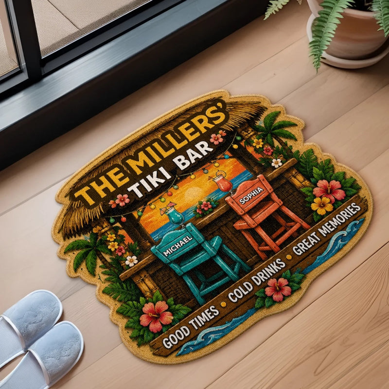 Personalized Shaped Doormat - Poolside, Summer Gift For Couple, Family - Cheers to Paradise