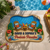 Personalized Shaped Doormat - Poolside, Summer Gift For Couple, Family - Making Waves Together