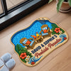 Personalized Shaped Doormat - Poolside, Summer Gift For Couple, Family - Making Waves Together