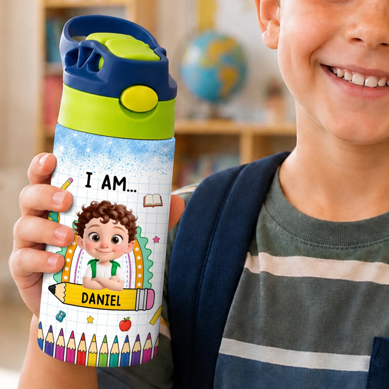 Personalized Kids Insulated Water Bottle – Back To School Gift For Kid – Shine Bright, Kiddo