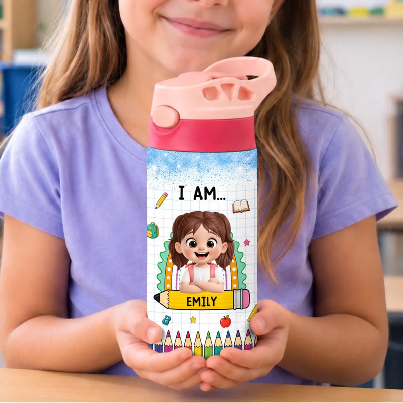 Personalized Kids Insulated Water Bottle – Back To School Gift For Kid – Shine Bright, Kiddo