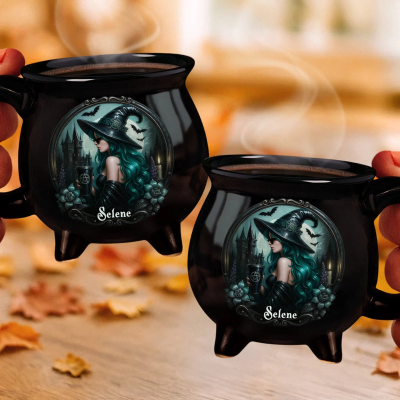 Personalized Cauldron Coffee Mug - Halloween Witchy Gift For Sister, Bestie, Best Friend - Mystic Witch Vibes