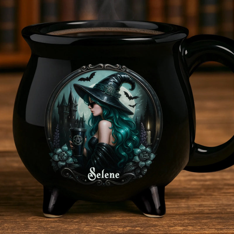 Personalized Cauldron Coffee Mug - Halloween Witchy Gift For Sister, Bestie, Best Friend - Mystic Witch Vibes