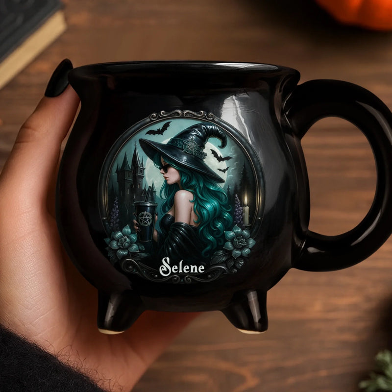 Personalized Cauldron Coffee Mug - Halloween Witchy Gift For Sister, Bestie, Best Friend - Mystic Witch Vibes