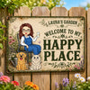 Personalized Home Decor Metal Sign - Gifts For Garden Lovers, Pet Lovers - Gardening Is My Happy Hour