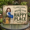 Personalized Home Decor Metal Sign - Gifts For Garden Lovers, Pet Lovers - Gardening Is My Happy Hour