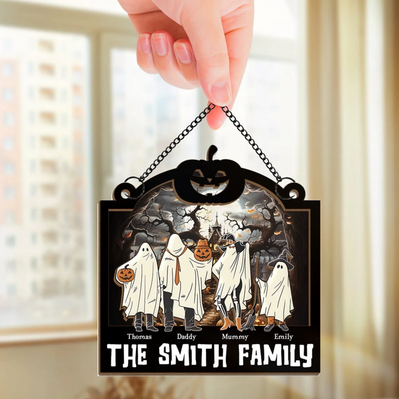 Personalized Window Hanging Suncatcher Ornament – Halloween Gift For Family – Spooky Together