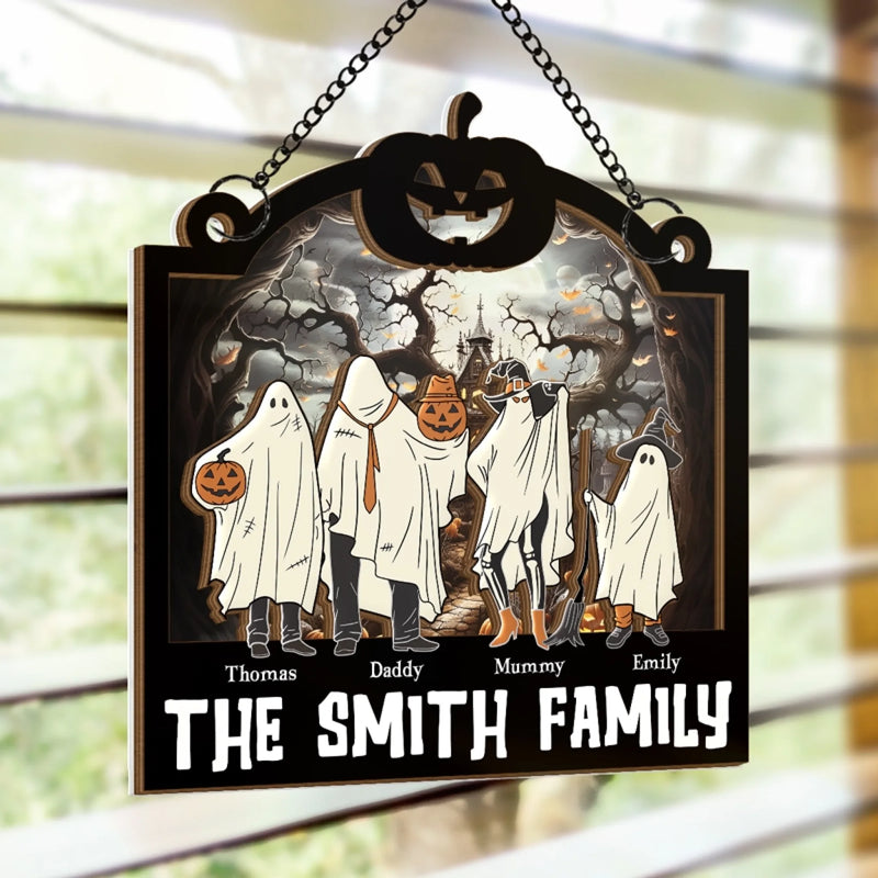Personalized Window Hanging Suncatcher Ornament – Halloween Gift For Family – Spooky Together