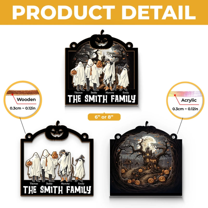 Personalized Window Hanging Suncatcher Ornament – Halloween Gift For Family – Spooky Together