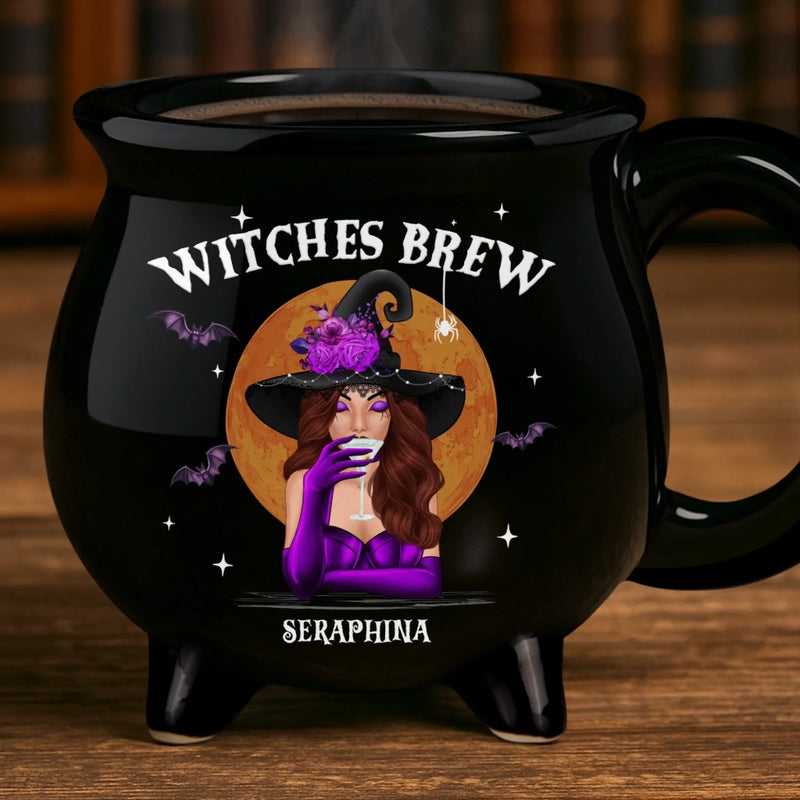 Personalized Cauldron Coffee Mug - Halloween Witchy Gift For Sister, Bestie, Best Friend - She Drinks Like A Queen