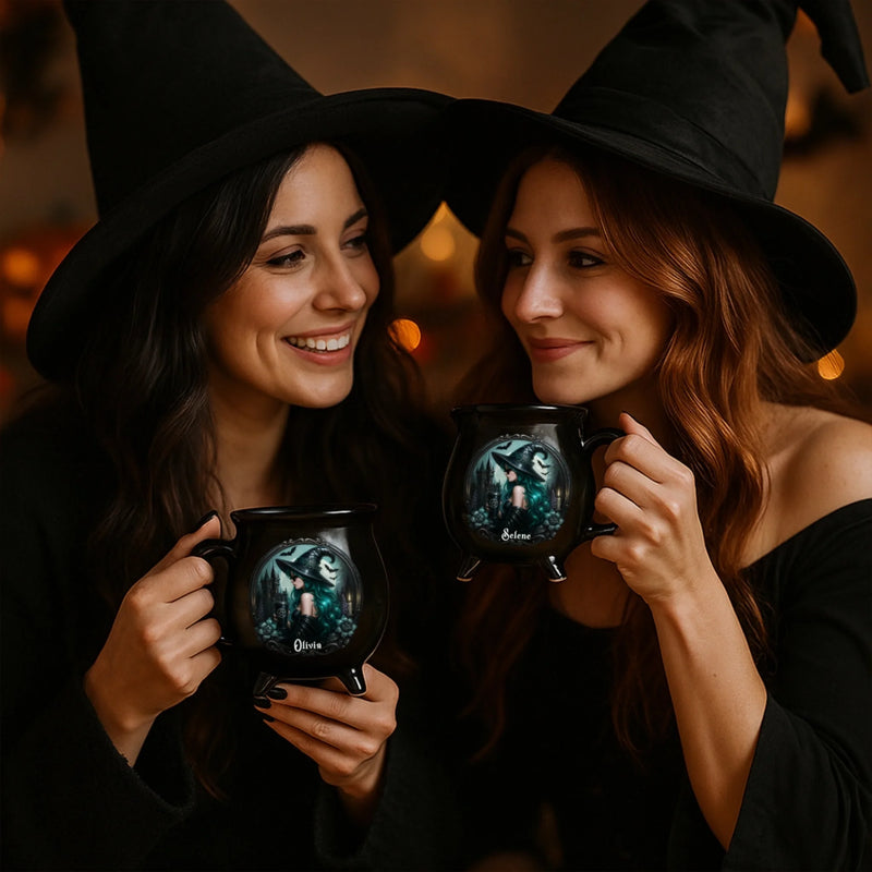 Personalized Cauldron Coffee Mug - Halloween Witchy Gift For Sister, Bestie, Best Friend - Mystic Witch Vibes