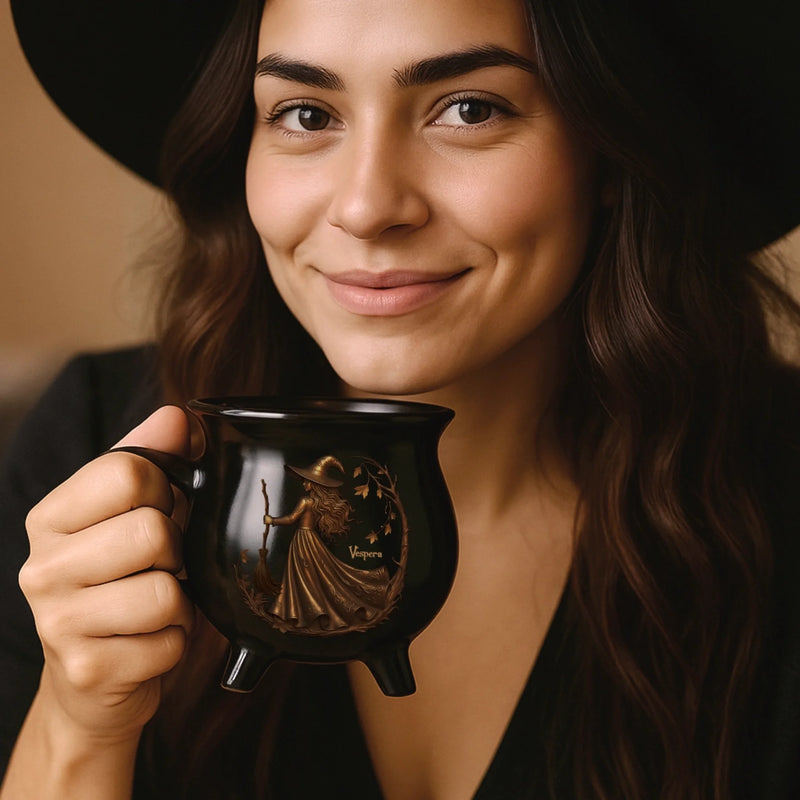 Personalized Cauldron Coffee Mug - Halloween Witchy Gift For Sister, Bestie, Best Friend - Midnight Magic