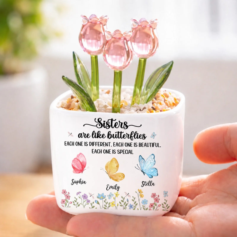 Personalized Glass Everlasting Tulips – Custom Gifts For Bestie, Best Friend - Different, Beautiful, and Always Special