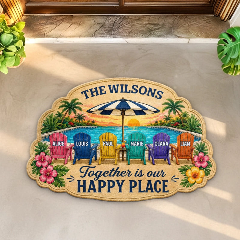 Personalized Shaped Doormat - Poolside, Summer Gift For Family - Swim More, Worry Less