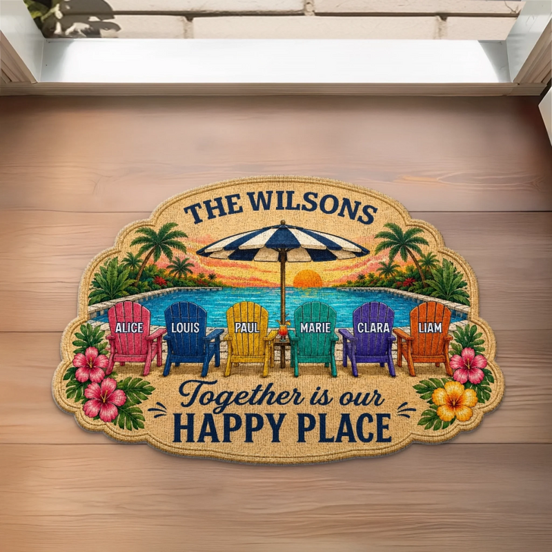 Personalized Shaped Doormat - Poolside, Summer Gift For Family - Swim More, Worry Less