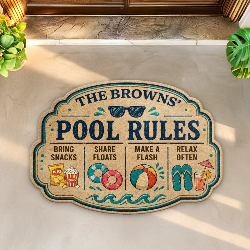 Personalized Shaped Doormat - Poolside, Summer Gift For Family - Love Floats Here