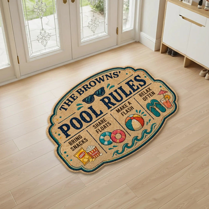 Personalized Shaped Doormat - Poolside, Summer Gift For Family - Love Floats Here