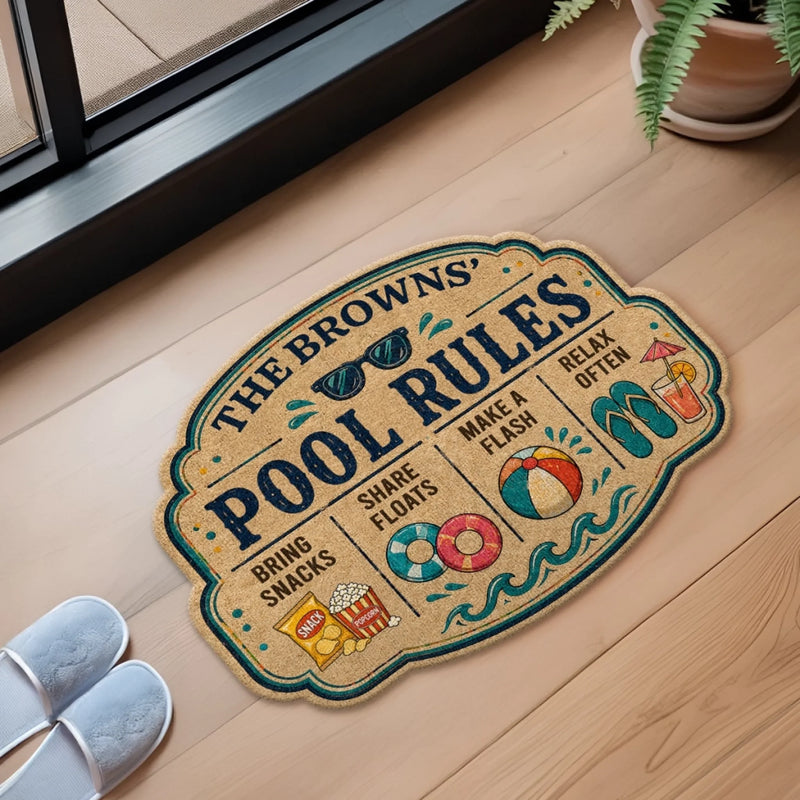 Personalized Shaped Doormat - Poolside, Summer Gift For Family - Love Floats Here