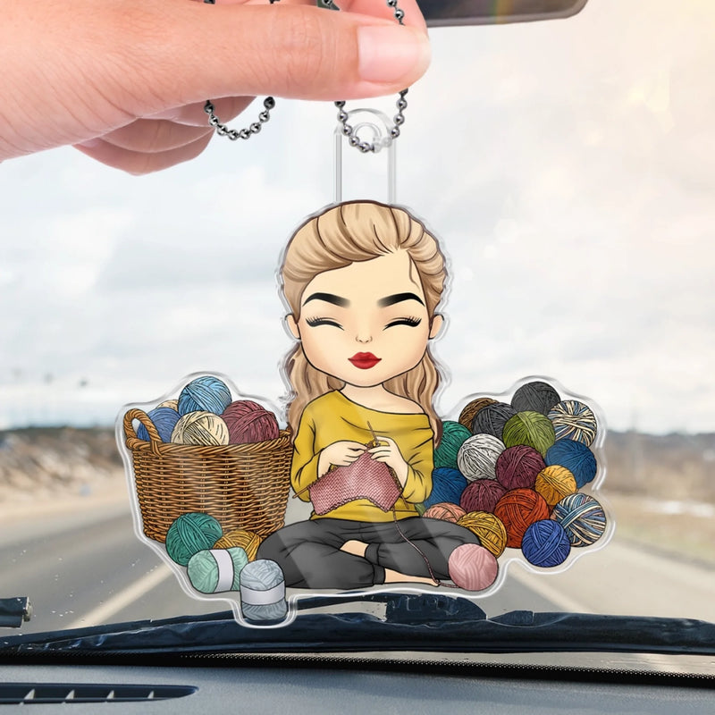 Personalized Acrylic Car Ornament – Gift For Crochet Lover – Yarn Is My Therapy